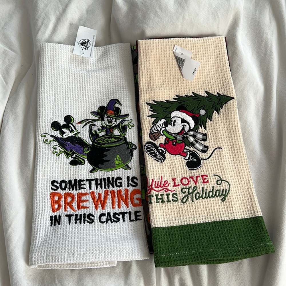 Disney Halloween/ Holiday Dish Towels NEW